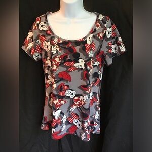 LuLaRoe Minnie Mouse Graphic Tee - Red and Gray
